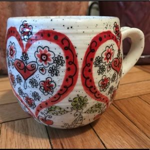 Anthropologie biscuit heart and flower mug